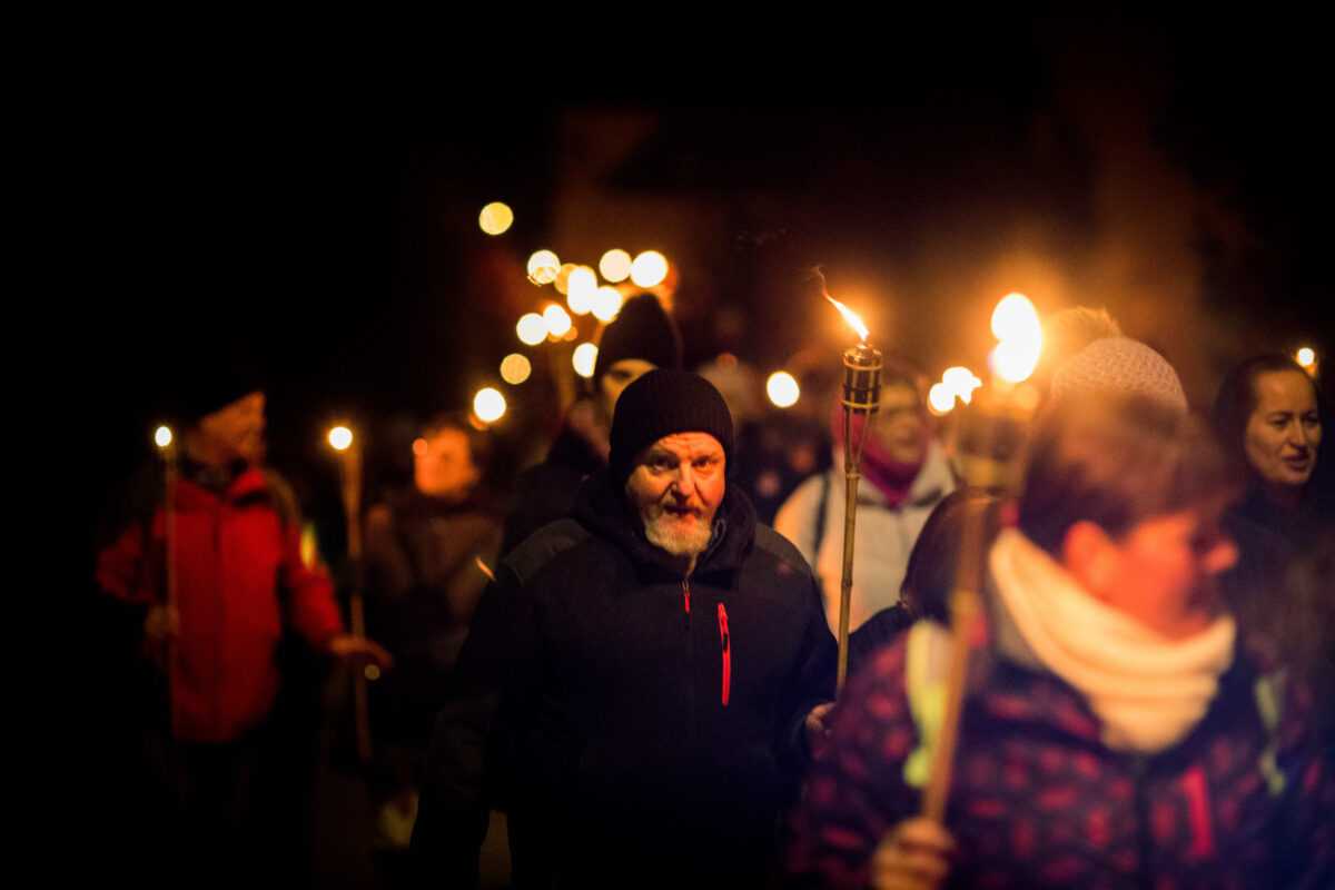 Torchlight procession in Litija in December